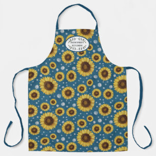 Tablier Sunflowers Blue Rustic Farm House Nom de la cuisin
