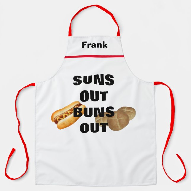 Tablier Suns Out Buns Out Apron - Personnalisé Nom Drôle D (Recto)
