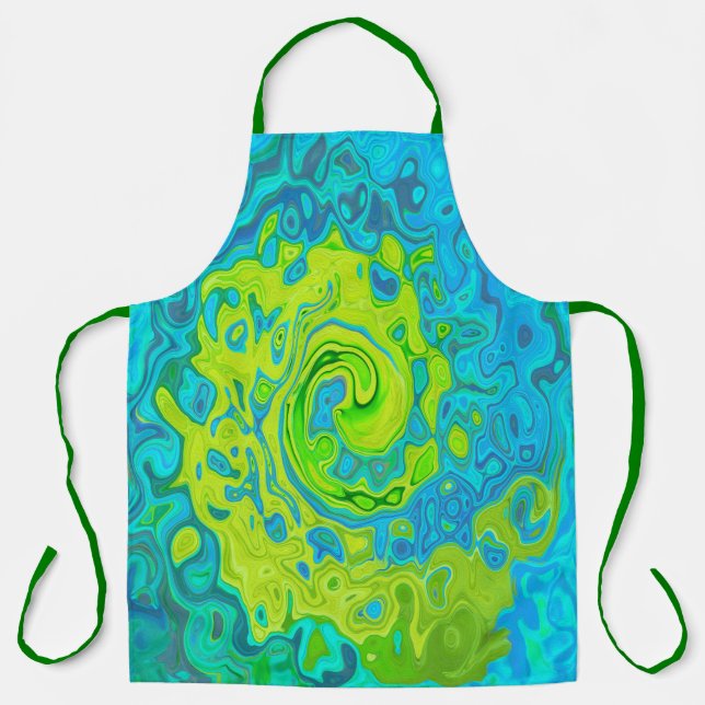 Tablier Super Chartreuse et Aquamarine Liquide Swirl (Recto)