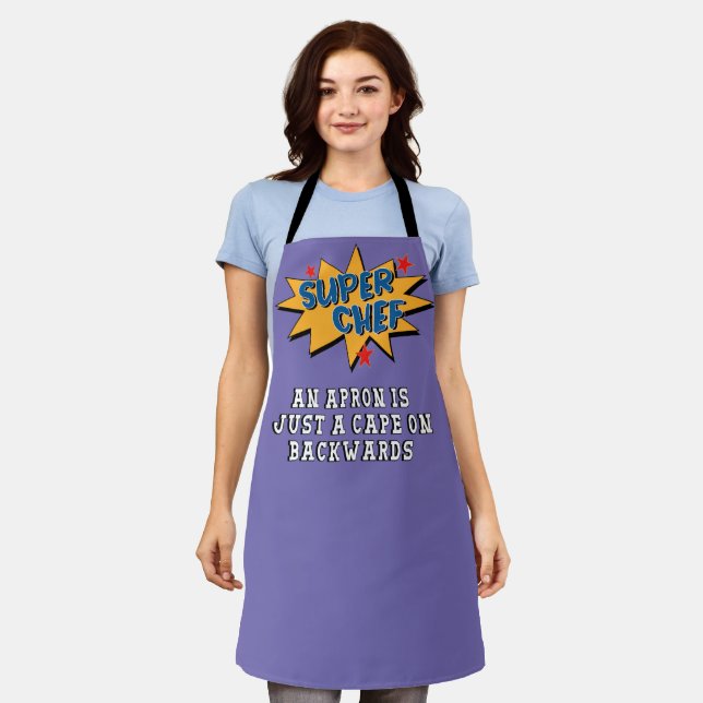 Tablier SUPER CHEF Cape Comic Style All-Over Print Apron (Porté)