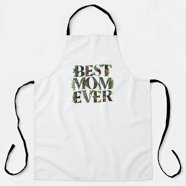 Tablier Super Maman Moderne Incroyable Fleurs Mignonnes et (Recto)