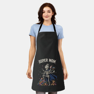 Tablier Super Maman Squelette Multitâche Rétro