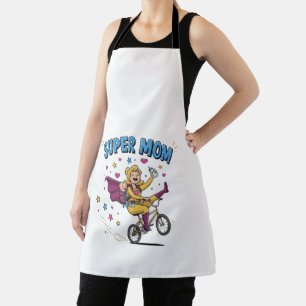 Tablier Super Maman Superhéroïne à Vélo avec Bébé Cadeau