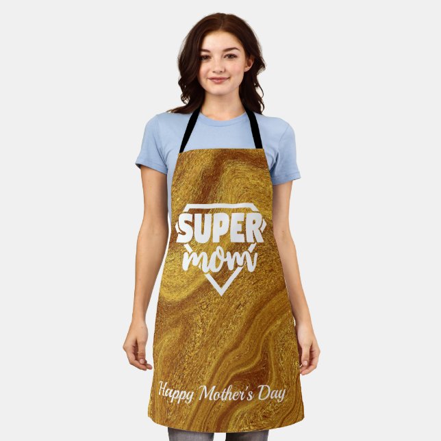 Tablier Super Mom Gold Foil heureux mères jour Apron (Porté)