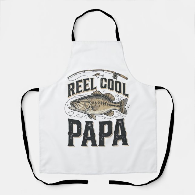 Tablier Super Papa Rétro Design Vectoriel de Pêche_1 (Recto)