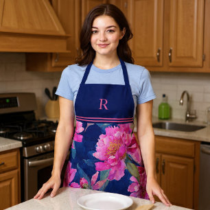 Tablier Superbe Fleur Rose Monogrammée