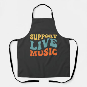 Tablier Support Live Music - Retro Typography Band Merch