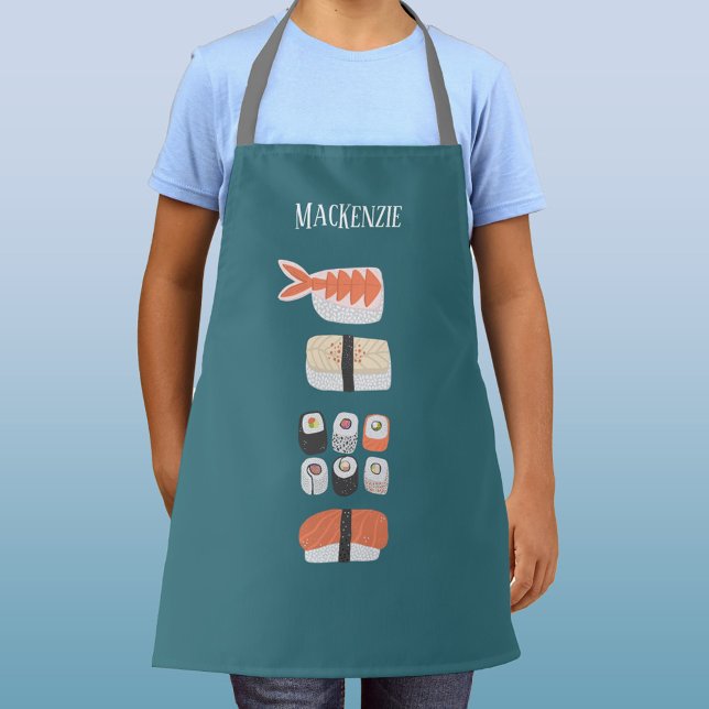 Tablier Sushi Fun Personnalisé (Fun personalized name Japanese sushi food art apron)