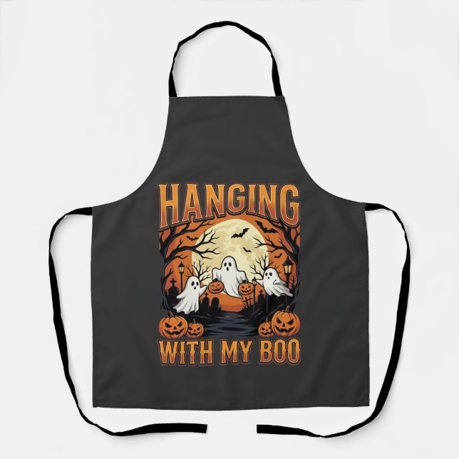 Tablier Suspendu avec mon Boo Halloween Ghost Design (Recto)