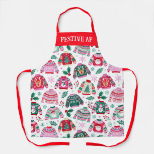 Tablier Sweaters de Noël moches avec Père Noël et rennes