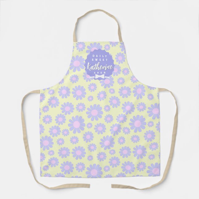 Tablier Sweet Daisy Baby Jaune violet rose (Recto)