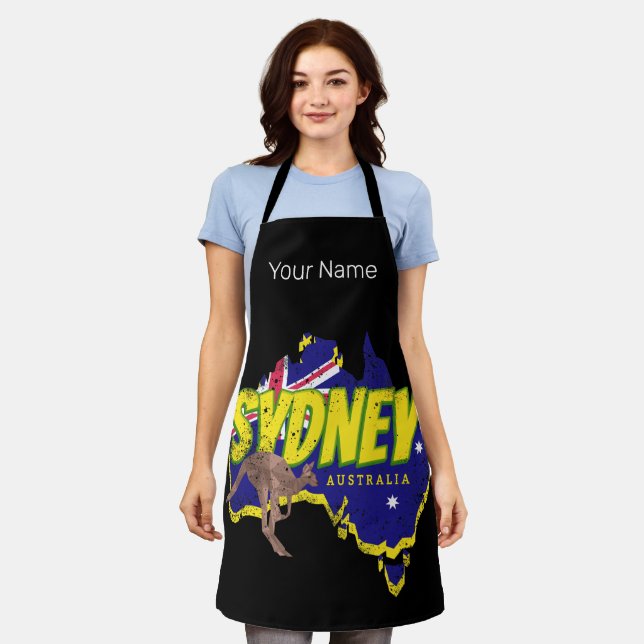 Tablier Sydney Australie Rétro Kangaroo Et Drapeau Vintage (Porté)