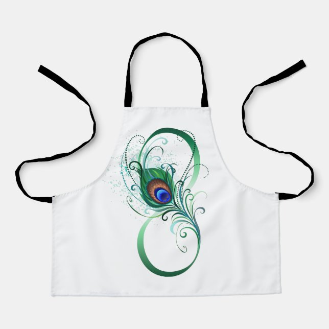 Tablier Symbole de l'infini avec plume de paon (Recto)
