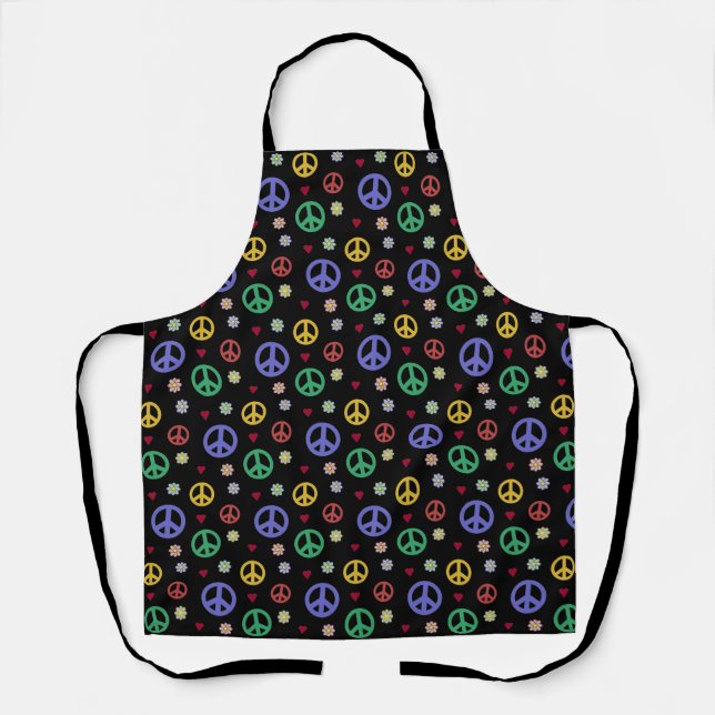 Tablier Symbole de paix, Fleurs & Coeurs (Recto)