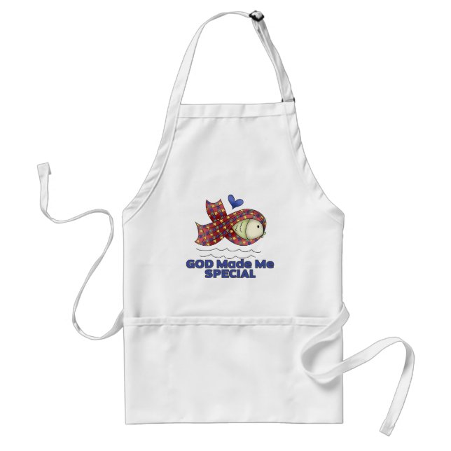 Tablier Symbole de poisson de l'autisme spécial Dieu m'a f (Devant)
