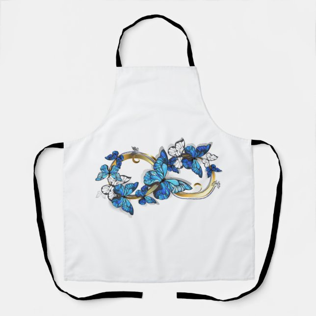 Tablier Symbole infini de papillons Morpho bleus (Recto)
