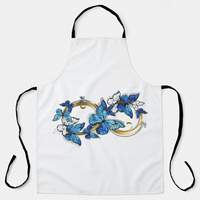 Tablier Symbole infini de papillons Morpho bleus (Recto)