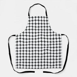 Tablier Symbole mathématique "Plus" noir et blanc Lino Cut