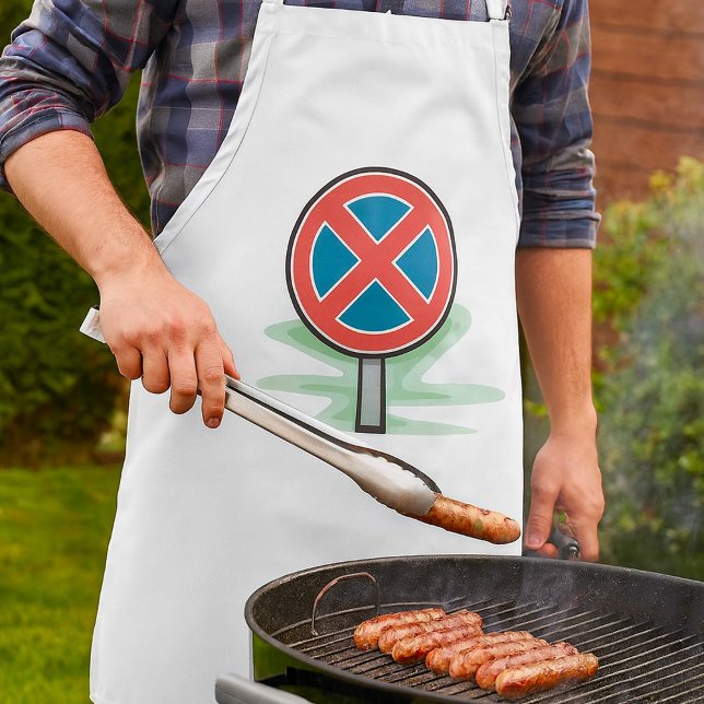 Tablier Symbole rouge bleu de la route de stationnement (Créateur téléchargé)