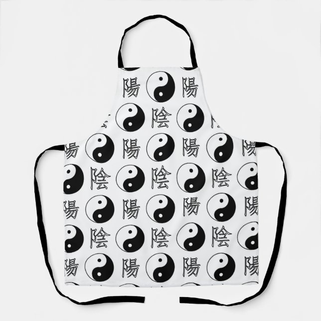 Tablier SYMBOLE YINyang Blanc Motif chinois (Recto)