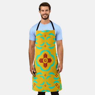 Tablier Symboles Red Zia Nouveau-Mexique Plumes turquoise