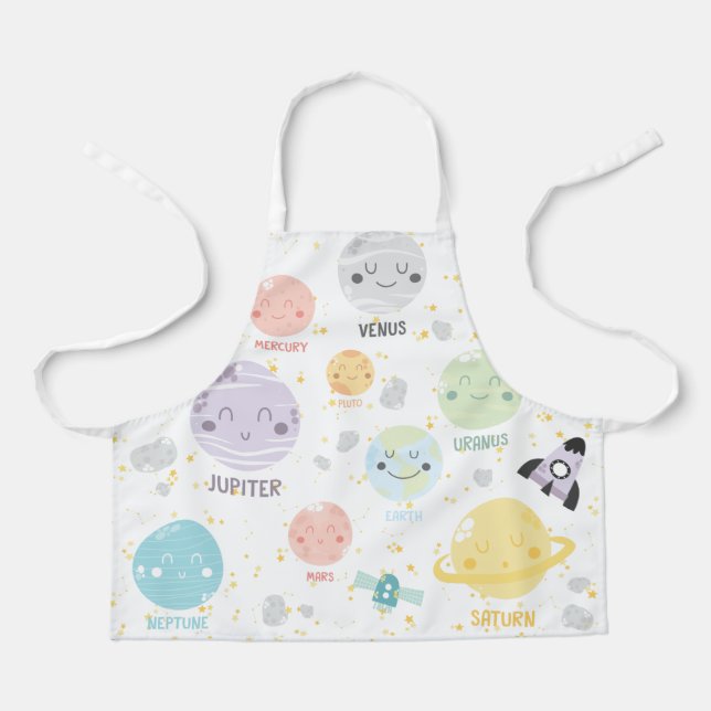 Tablier Système solaire Cute Kawaii Planet (Recto)