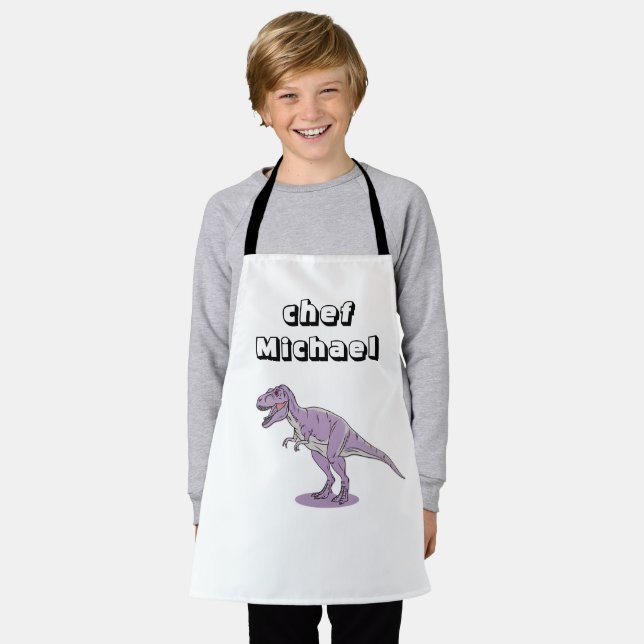 Tablier T-rex dinosaure impression nom personnalisé  (Porté)