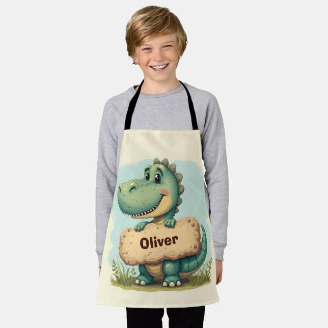 Tablier T-Rex joueur avec plaque de nom en pierre (Porté)