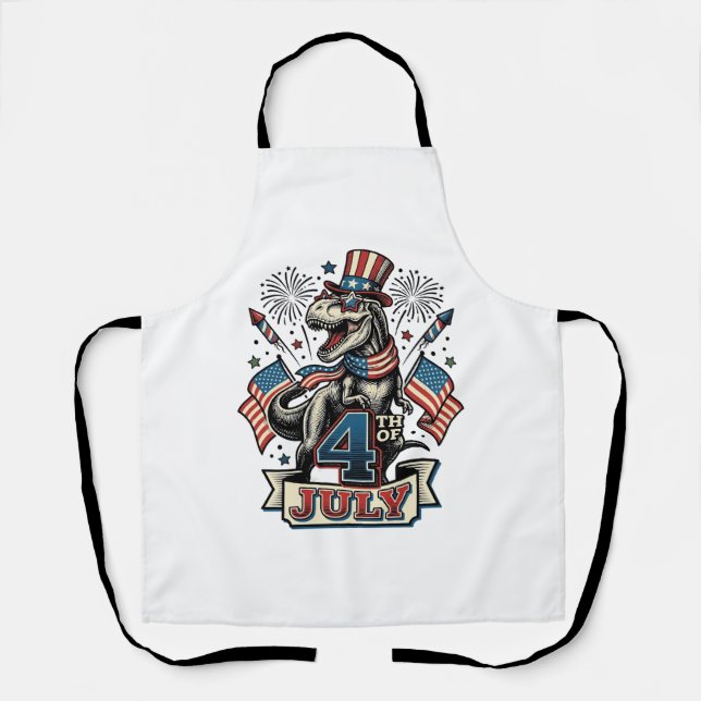Tablier T-Rex patriotique 4 juillet conception de chemise  (Recto)