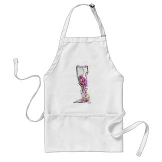 Tablier T-shirt à silhouette de verre à vin floral – Aquar