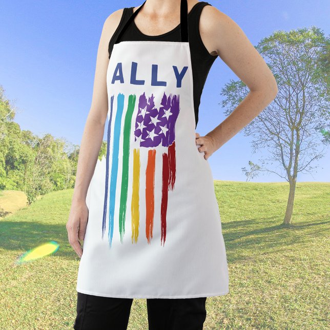 Tablier T-shirt Ally Artistic Rainbow Pride (Créateur téléchargé)