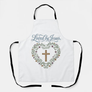 Tablier T-shirt chrétien à croix florale aimé de Jésus Des