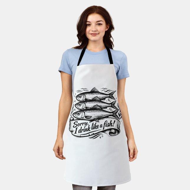 Tablier T-shirt citation de joli poisson sardine (Porté)