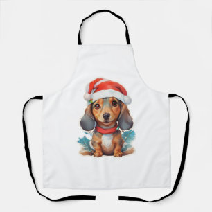 Tablier T-Shirt Classique Cute Dachshund Père Noël