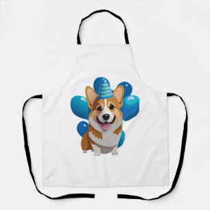 Tablier T-shirt classique d'anniversaire de Corgi bleu (1)