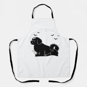 Tablier T-shirt classique silhouette lune Halloween chien