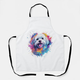 Tablier T-Shirt de Chien Maltais Coloré Splash Art Classic