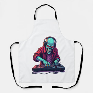 Tablier T-shirt de la fête de musique Zombie DJ Halloween