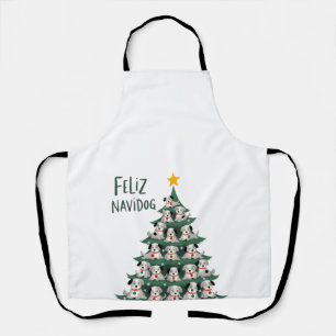 Tablier T-shirt de Noël Feliz Navidog, drôle et mignon Xm