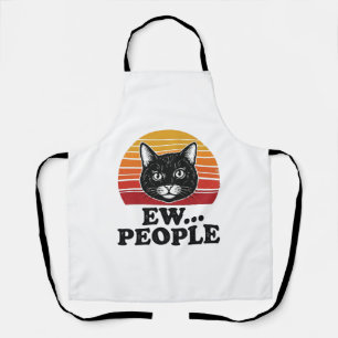 Tablier T-shirt drôle de chat noir Ew personnes rétro Suns