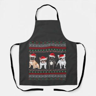 Tablier T-shirt essentiel de Noël laid pour bouledogue fra