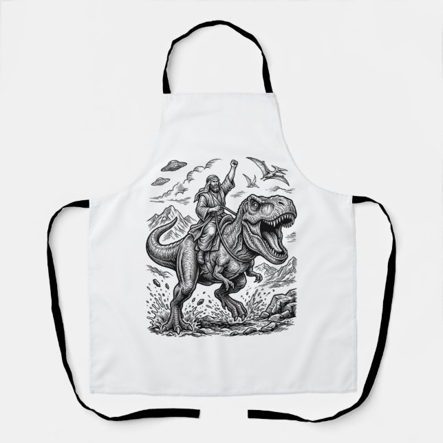 Tablier T-shirt graphique à motif de cavalier dinosaure gr (Recto)