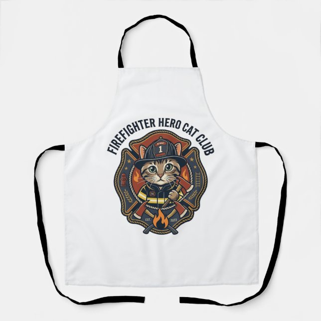 Tablier T-shirt graphique chat héros pompier - Feu (Recto)
