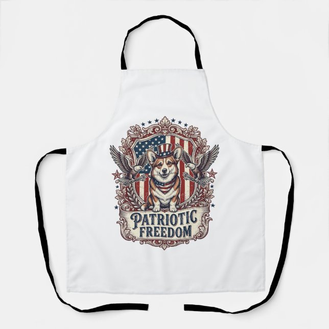 Tablier T-shirt graphique vectoriel Corgi patriotique_1 (Recto)