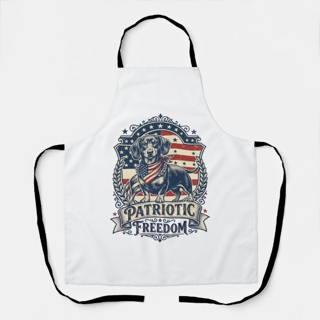 Tablier T-shirt graphique vectoriel de teckel patriotique_ (Recto)