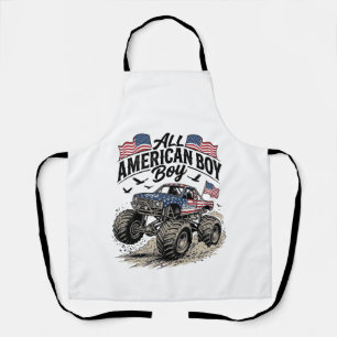 Tablier T-Shirt Tout Garçon Américain Camion Monstre Patri