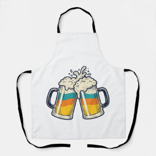 Tablier T-shirt vectoriel de mug de bière arc-en-ciel vint