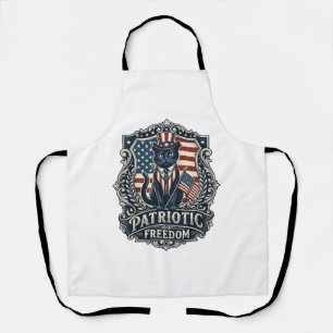 Tablier T-shirt vectoriel graphique de chat noir patriotiq
