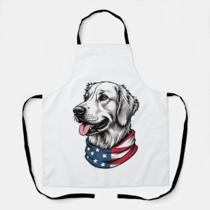 Tablier T-shirt vintage à motif linéaire de retriever doré