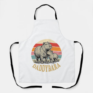 Tablier T-shirt vintage coucher de soleil Papa Capybara Da